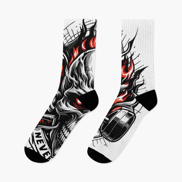 Item preview, Never Give Up Power Skull Flames Motivational Design designed and sold by DrawDrip.