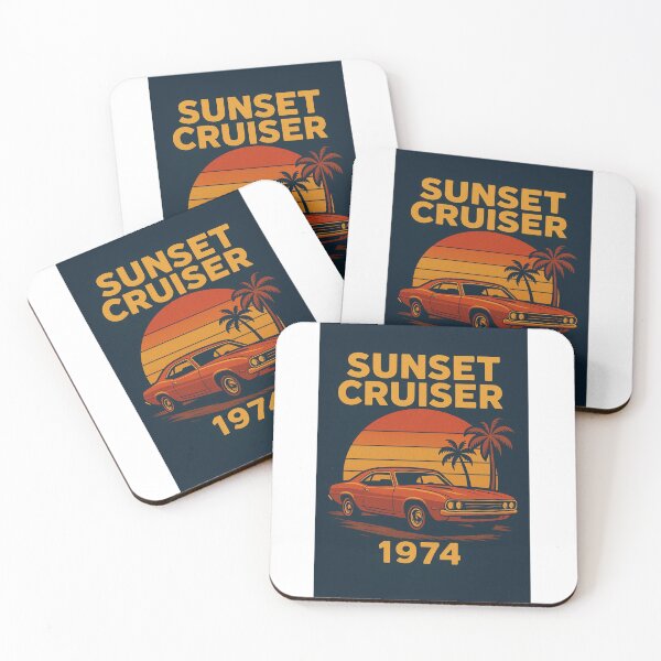 Item preview, Vintage Muscle Car 1974 Retro Sunset – Classic 70s Car T-Shirt Design designed and sold by MEg-1985.