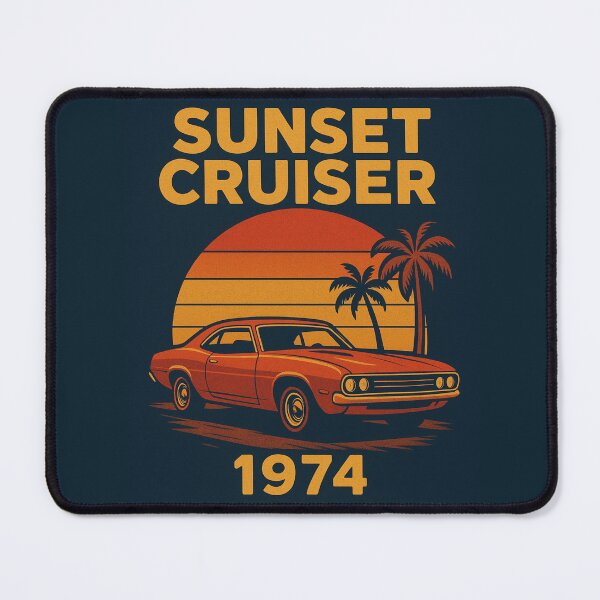 Item preview, Vintage Muscle Car 1974 Retro Sunset – Classic 70s Car T-Shirt Design designed and sold by MEg-1985.