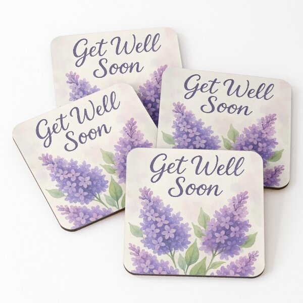 Item preview, Get Well Soon – Watercolor Lilacs in Soft Purple designed and sold by EmeraldeaArt.