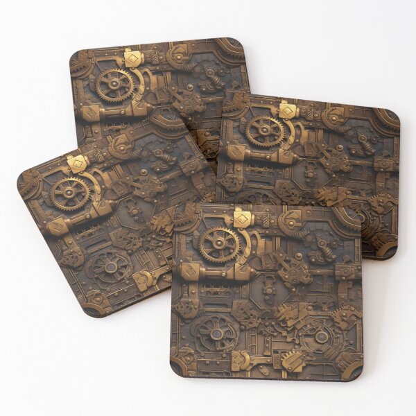 Item preview, Steampunk Pattern — Riveted Panels, Brass Gears & Pipes designed and sold by EclecticArts.