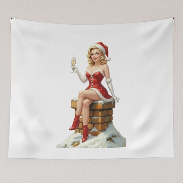 Item preview, Christmas Glamour Pin-Up - Champagne and Retro Charm designed and sold by CHRIST5000.