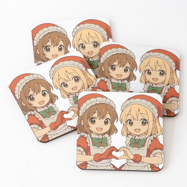 Artikelvorschau, Niedliche Anime-Weihnachtsmädchen – Kawaii-Weihnachtsduo in Herzpose entworfen und verkauft von mybunnyparadise.