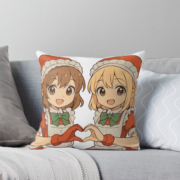 Item preview, Cute Christmas Anime Maids – Kawaii Holiday Duo Heart Pose designed and sold by mybunnyparadise.