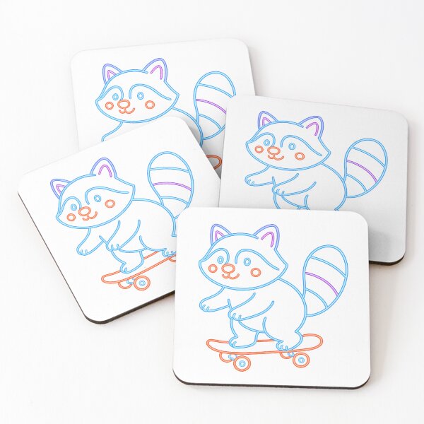 Item preview, Neon Raccoon on Skateboard — Cute Glowing Line Art designed and sold by UmniTok.