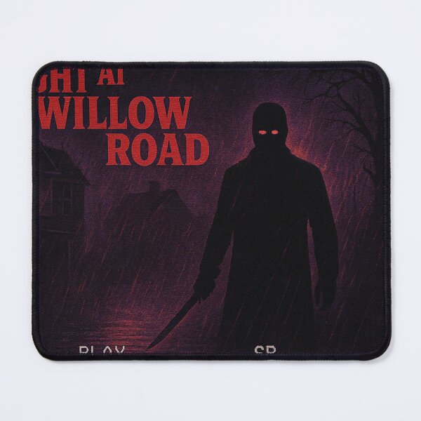 Item preview, Night at Willow Road – Retro VHS Horror Poster | Analog Grunge Slasher Art (16:9) designed and sold by leen12 Art Designs Prints.