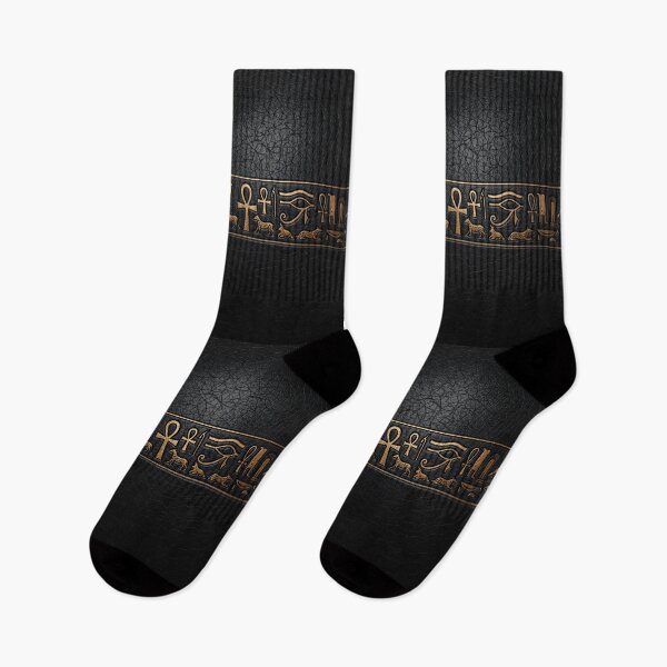 Item preview, Golden hieroglyphs on black leather designed and sold by JJNFX.