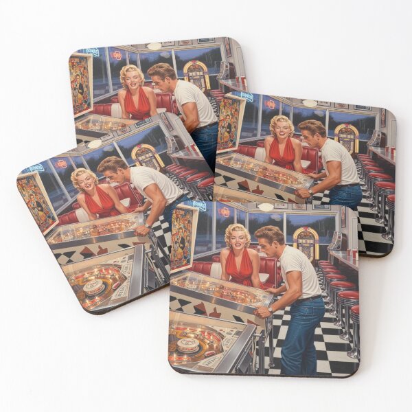 Item preview, High Score Honeys: Dean and Monroe at the Pinball Machine designed and sold by Art's Diner.