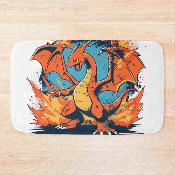 Artikelvorschau, Retro-Glurak-Drache im Pokémon-Stil – Vintage-Anime-Feuer-Splash-Design entworfen und verkauft von DesignsbyJesse.