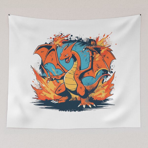 Item preview, Retro Charizard Pokémon-Style Dragon – Vintage Anime Fire Splash Design designed and sold by DesignsbyJesse.
