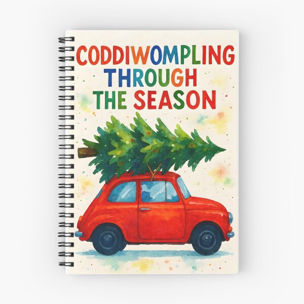 Item preview, Coddiwompling Through the Season – Cute Red Car with Pine Tree Watercolor designed and sold by EmeraldeaArt.