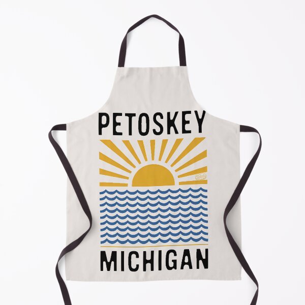 Item preview, Petoskey Michigan - Retro Beach Sign designed and sold by TheOldMittenIllustrated.