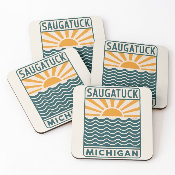 Item preview, Saugatuck Michigan - Retro Beach Sign designed and sold by TheOldMittenIllustrated.