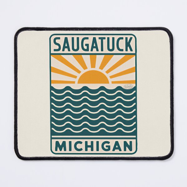 Item preview, Saugatuck Michigan - Retro Beach Sign designed and sold by TheOldMittenIllustrated.