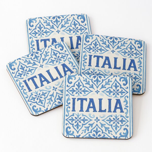 Item preview, Italia Blue Tile – Watercolor Aesthetic Design for Italy Lovers designed and sold by EmeraldeaArt.