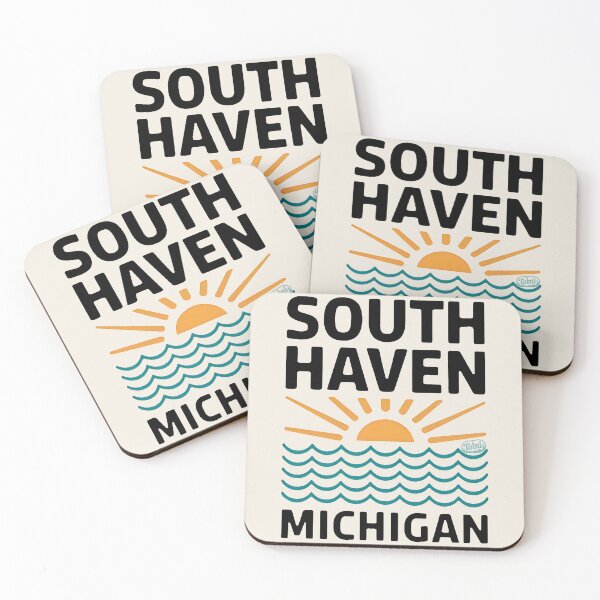 Item preview, South Haven Michigan - Retro Beach Sign designed and sold by TheOldMittenIllustrated.