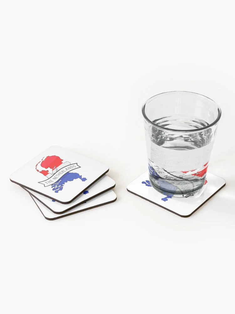 Thumbnail 2 of 5, Coasters (Set of 4), The Netherlands Flag Map Sticker designed and sold by Drawingvild.