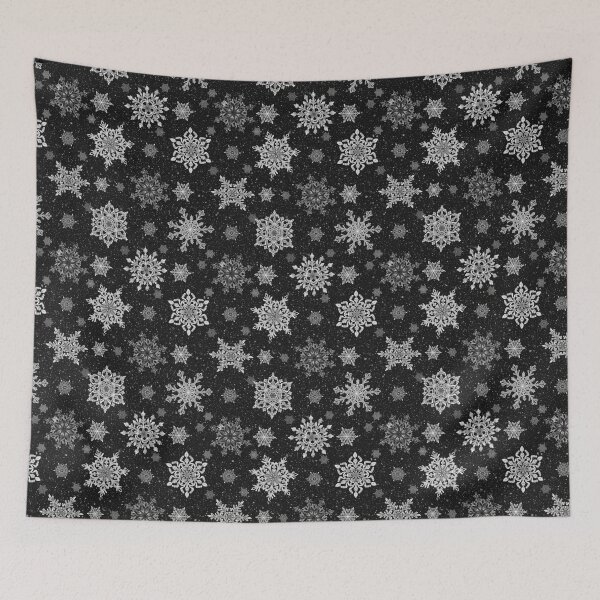 Item preview, Falling winter snowflakes on black background designed and sold by MGuyerArt.