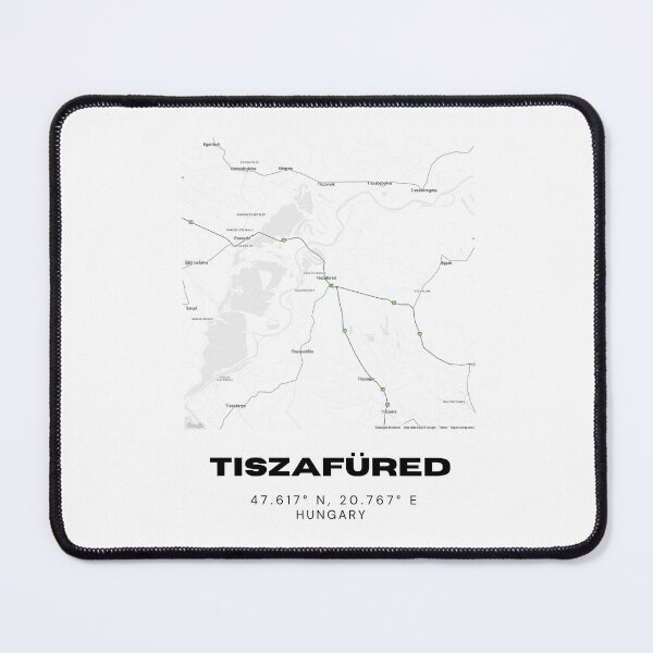 Item preview, Tiszafüred Hungary Street Map | Modern Minimal Black & White Print designed and sold by RM-Journey.