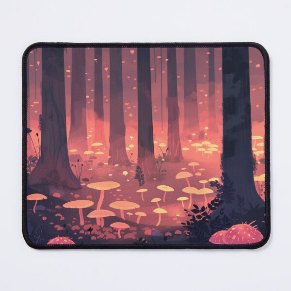 Item preview, A dreamy forest glowing with warm dusk light and luminous mushrooms designed and sold by Neuro Spiral Studio.