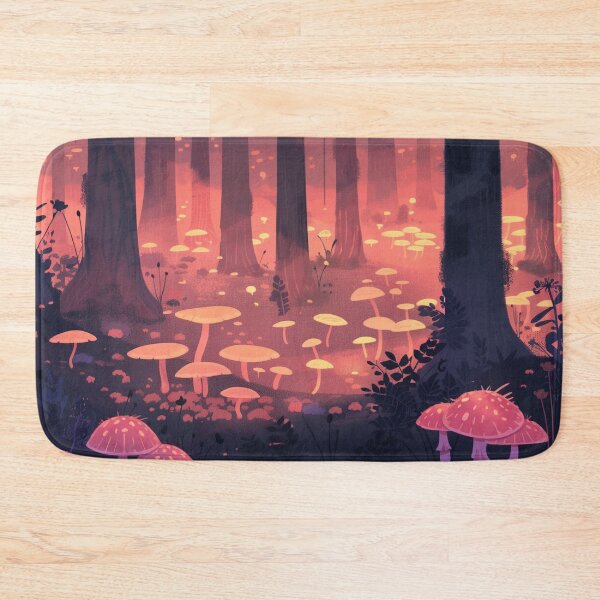 Item preview, A dreamy forest glowing with warm dusk light and luminous mushrooms designed and sold by Neuro Spiral Studio.