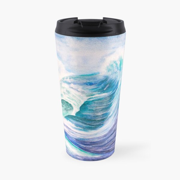 Waves in Watercolour Travel Mug
