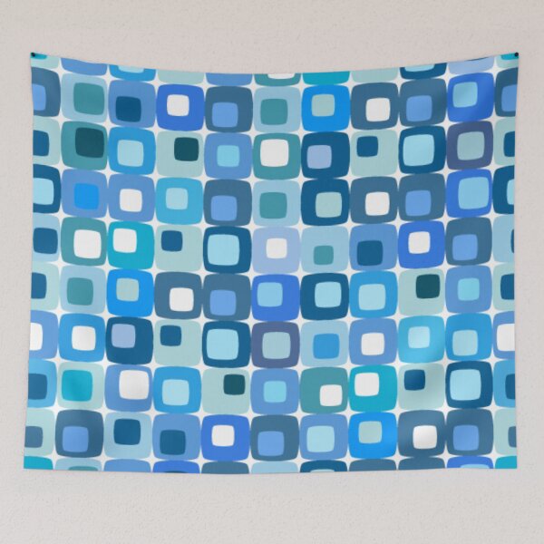 Item preview, Vintage Retro 1960s 1970s Blue Geometric designed and sold by RetroMaggie.