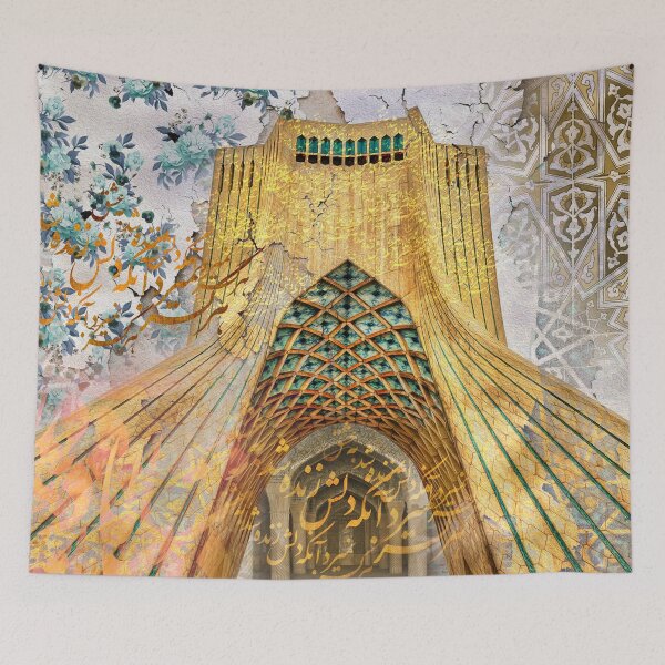 Item preview,  Persian Calligraphy, Farsi Typography رگز نمیرد آنکه دلش زنده شد به عشق نقاشیخط برج آزادی designed and sold by PersianGallary.
