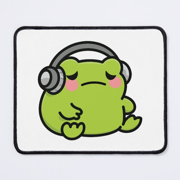Item preview, Moody Frog with Headphones – Kawaii Music Frog designed and sold by ThePopEdit.