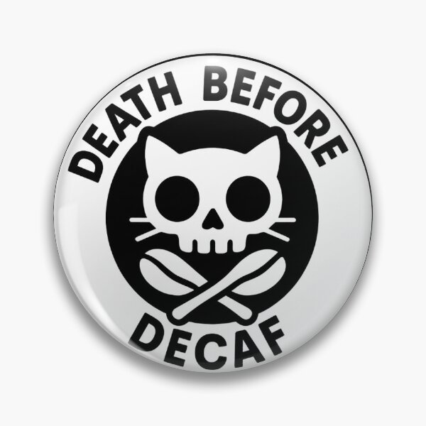 Item preview, Death Before Decaf - Cat Skull Coffee Logo designed and sold by GE-MS.