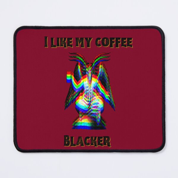 Item preview, I LIKE MY COFFEE BLACKER Baphomet Art | Glitch Goth Occult Humor T-Shirt designed and sold by Thorn & Ember.