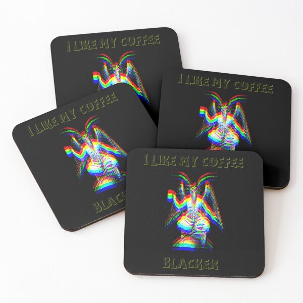 Item preview, I LIKE MY COFFEE BLACKER Baphomet Art | Glitch Goth Occult Humor T-Shirt designed and sold by Thorn & Ember.