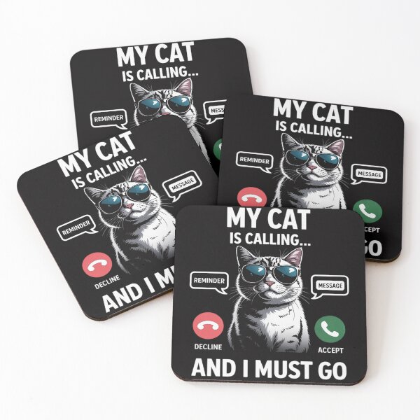 Item preview, My Cat is Calling & I Must Go cat with glasses pets designed and sold by OlafLica.