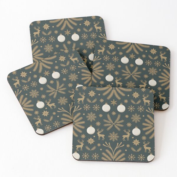 Item preview, Elegant Gold Reindeer & Snowflakes – Luxury Christmas Pattern designed and sold by SoftStyleStudio ⭐⭐⭐.