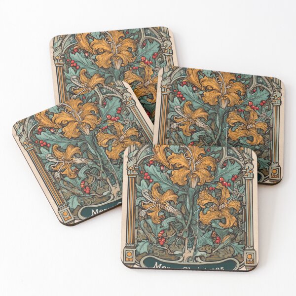 Item preview, Art nouveau Merry Christmas Card designed and sold by MendaciousMina.