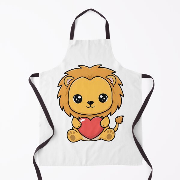 Item preview, Cute Kawaii Lion Holding Heart Cartoon Illustration designed and sold by Cute Stickers Machine.