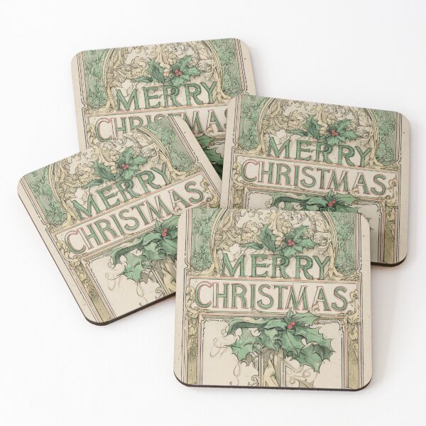 Item preview, Art nouveau Merry Christmas Card designed and sold by MendaciousMina.