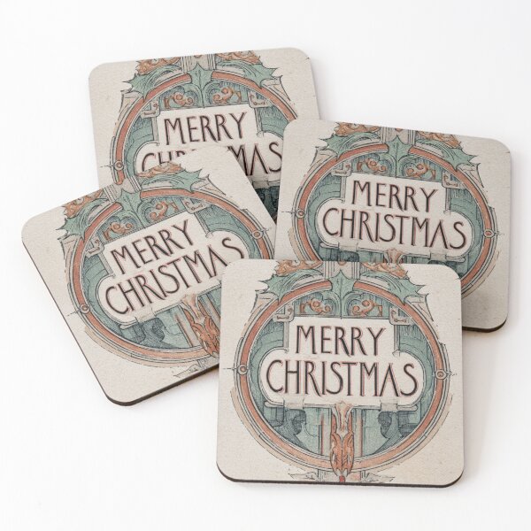 Item preview, Art nouveau Merry Christmas Card designed and sold by MendaciousMina.