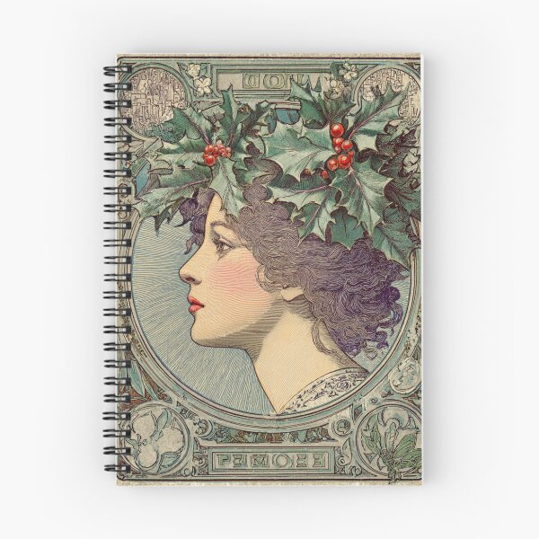 Aperçu de l'œuvre Carte de Noël Art nouveau « Dame d'hiver » créée et vendue par MendaciousMina.