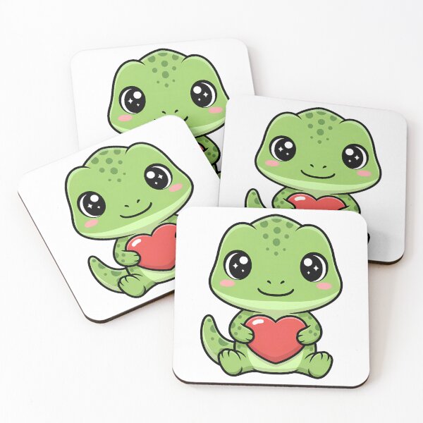 Artikelvorschau, Niedliche Kawaii-Eidechse mit Herz – Cartoon-Illustration entworfen und verkauft von Cute Stickers Machine.