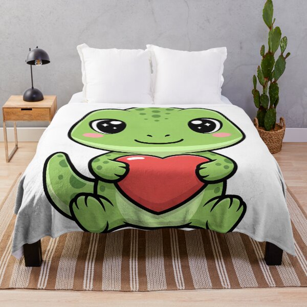 Item preview, Cute Kawaii Lizard Holding Heart Cartoon Illustration designed and sold by Cute Stickers Machine.