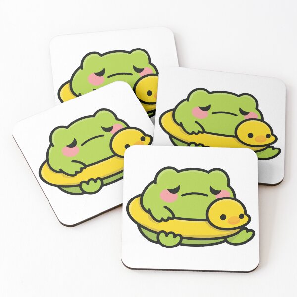 Item preview, Moody Frog with Duck Floatie - Kawaii Animal Illustration designed and sold by ThePopEdit.