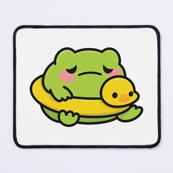 Item preview, Moody Frog with Duck Floatie - Kawaii Animal Illustration designed and sold by ThePopEdit.