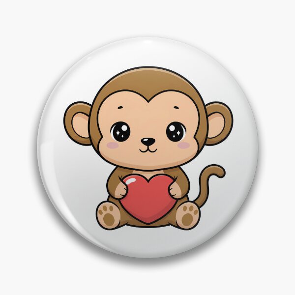 Item preview, Cute Kawaii Monkey Holding Heart Cartoon Illustration designed and sold by Cute Stickers Machine.