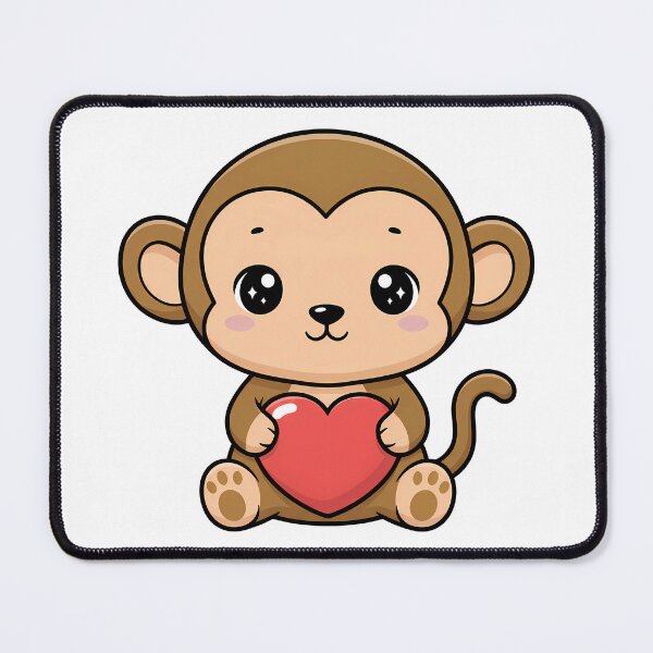 Item preview, Cute Kawaii Monkey Holding Heart Cartoon Illustration designed and sold by Cute Stickers Machine.