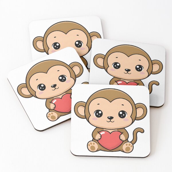 Item preview, Cute Kawaii Monkey Holding Heart Cartoon Illustration designed and sold by Cute Stickers Machine.