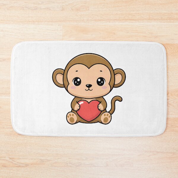 Item preview, Cute Kawaii Monkey Holding Heart Cartoon Illustration designed and sold by Cute Stickers Machine.