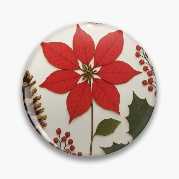 Item preview, Christmas Dried Floral Botanical Collage – Pine Pinecone Poinsettia Holly designed and sold by EmeraldeaArt.