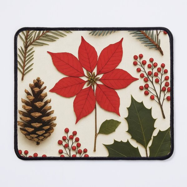 Item preview, Christmas Dried Floral Botanical Collage – Pine Pinecone Poinsettia Holly designed and sold by EmeraldeaArt.