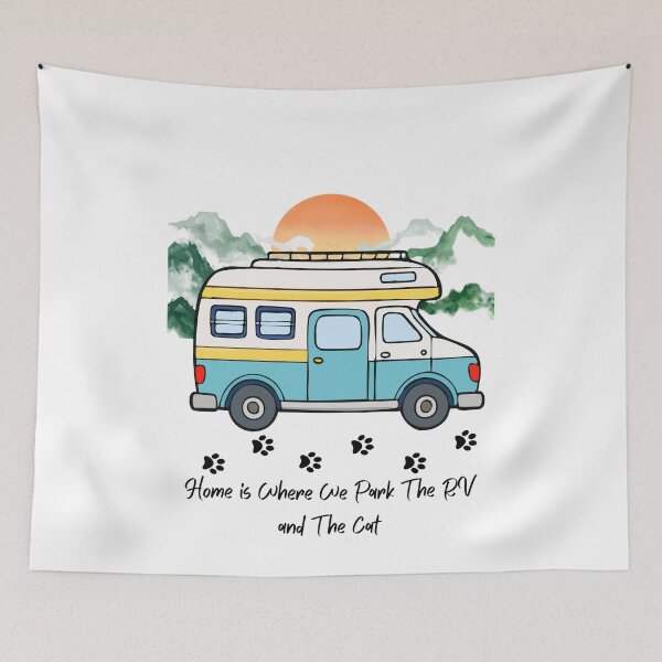 Item preview, Home is Where We Park The RV and The Cat. RV and Cat design designed and sold by SofikoDesigns.